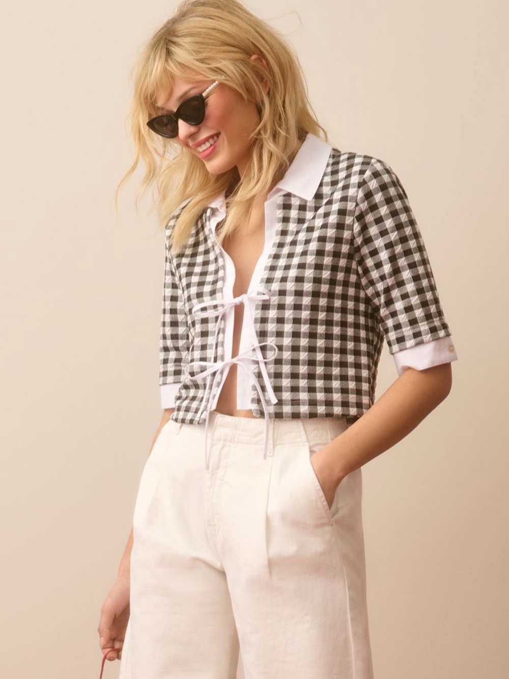 Anthropologie Maeve Black and White gingham top